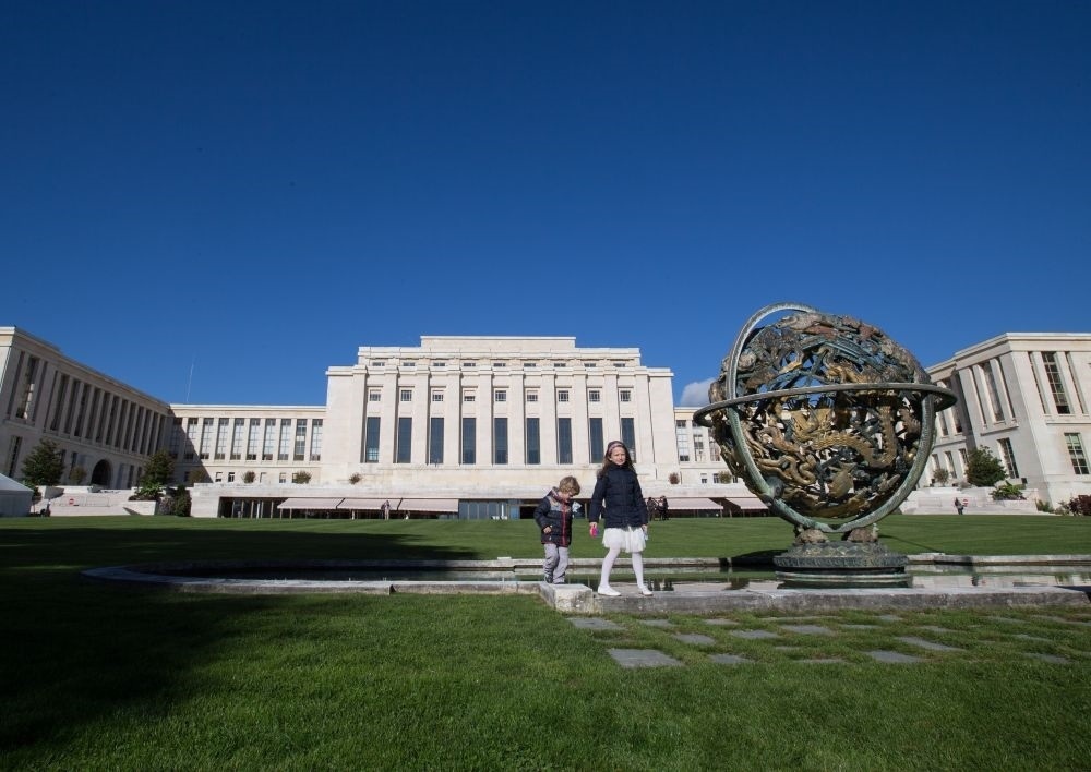 這是在瑞士日內(nèi)瓦拍攝的聯(lián)合國萬國宮外景（2017年10月7日攝）。新華社記者 徐金泉 攝