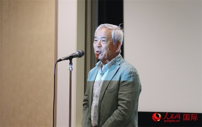 展覽名譽顧問、日本前文化廳長官青柳正規(guī)致辭。（人民網(wǎng) 許可攝）