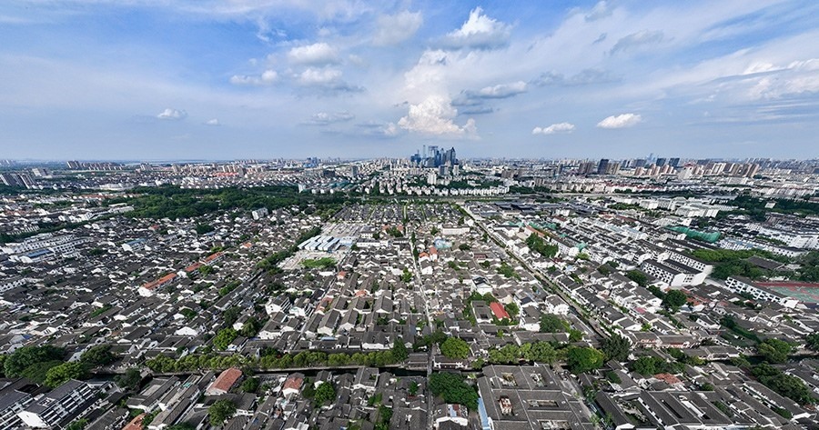 2023年7月3日拍攝的蘇州平江歷史文化街區(qū)（無人機照片）。新華社記者 李博 攝