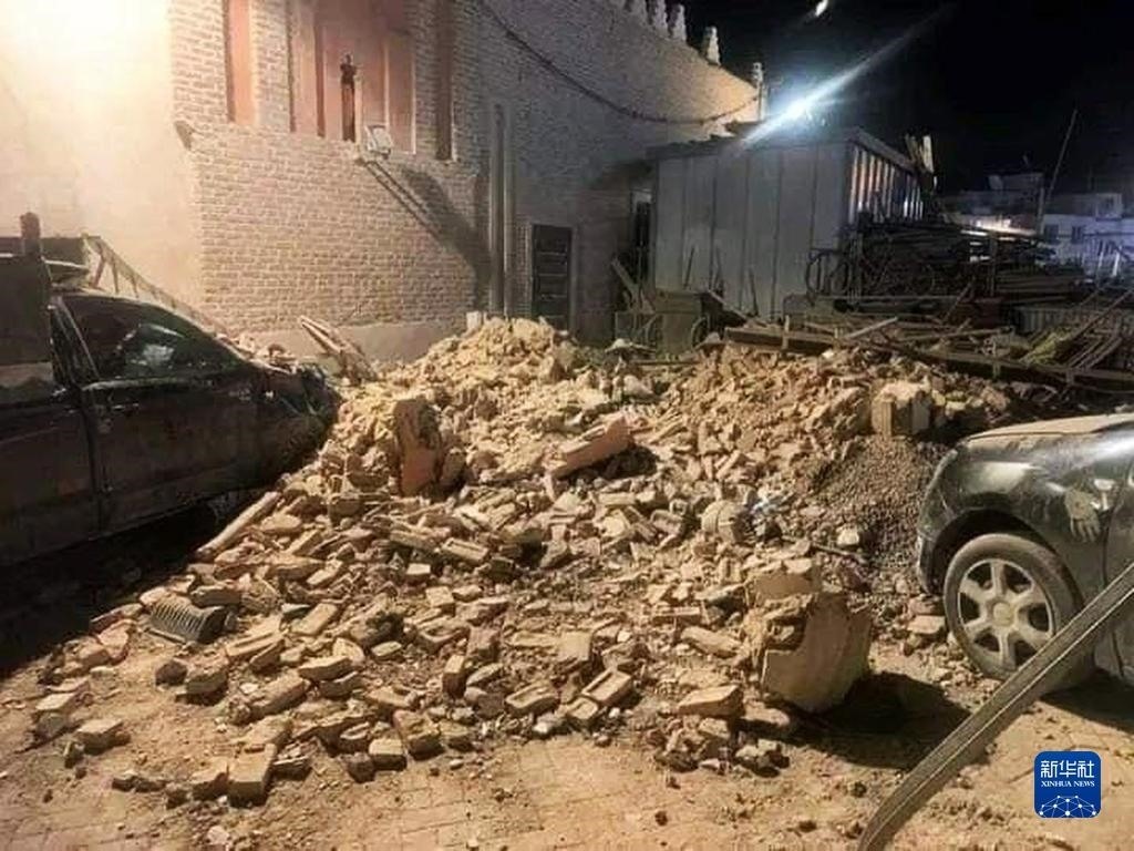 這是9月9日在摩洛哥南部城市馬拉喀什拍攝的震后景象。新華社發(fā)