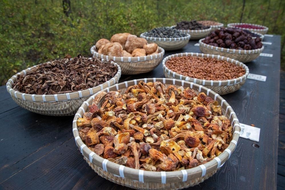 △近日，漠河市北極村一景區(qū)展示的林下產(chǎn)品。