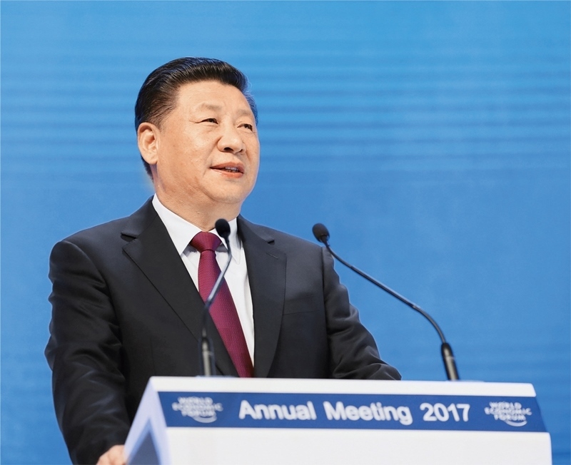 2017年1月17日，習近平主席在瑞士達沃斯國際會議中心出席世界經(jīng)濟論壇2017年年會開幕式，并發(fā)表題為《共擔時代責任 共促全球發(fā)展》的主旨演講。