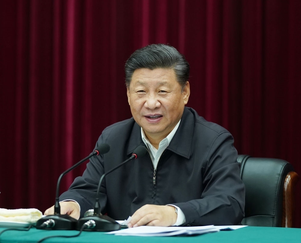 2019年9月18日上午，中共中央總書記、國家主席、中央軍委主席習(xí)近平在鄭州主持召開黃河流域生態(tài)保護(hù)和高質(zhì)量發(fā)展座談會并發(fā)表重要講話。新華社記者 謝環(huán)馳 攝