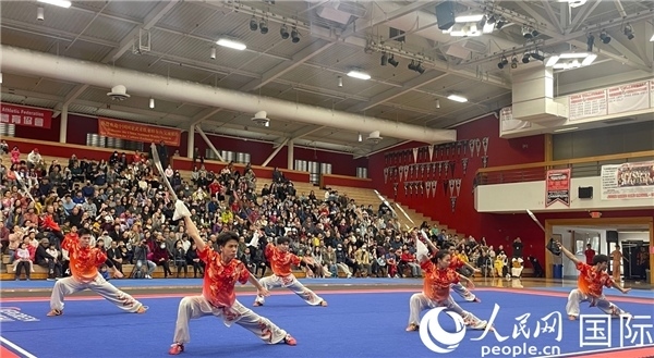 中國武術(shù)隊員表演現(xiàn)場。人民網(wǎng)記者 鄧圩攝
