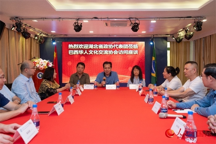 湖北省政協(xié)經(jīng)濟(jì)委員會主任王兆民（中）在座談會上致辭。 人民網(wǎng)記者 陳海琪攝