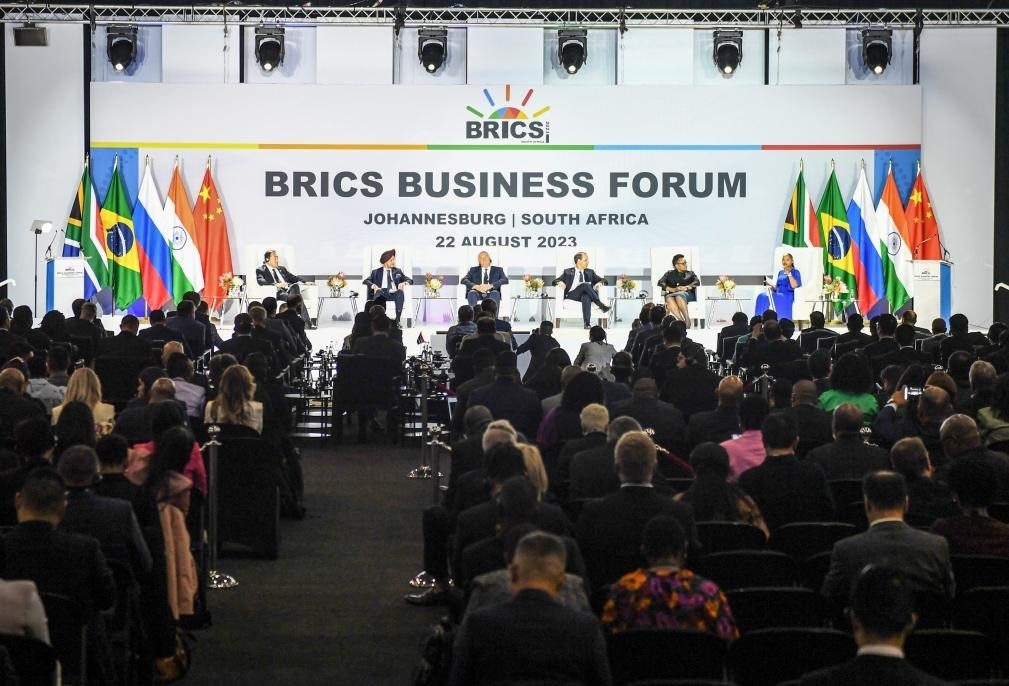 這是8月22日在南非約翰內(nèi)斯堡拍攝的金磚國家工商論壇現(xiàn)場。新華社記者李亞輝攝
