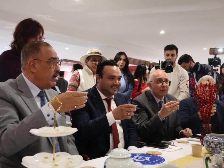 觀眾興致勃勃地體驗茶藝。陳芷珊攝