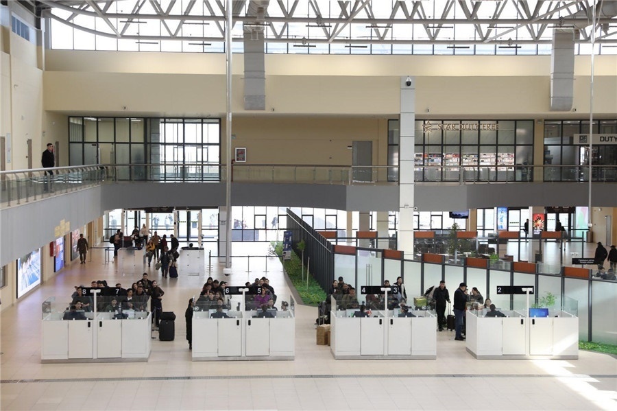 3月24日，扎門烏德口岸通關(guān)現(xiàn)場。駐蒙古使館供圖