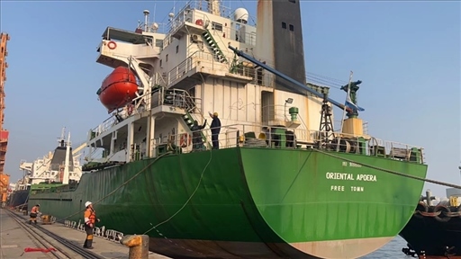 中蘇海運(yùn)直航貨輪靠泊蘇里南碼頭。中國駐蘇里南大使館供圖