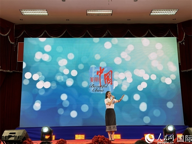 圖片：老撾選手進(jìn)行中文演講。孫廣勇攝