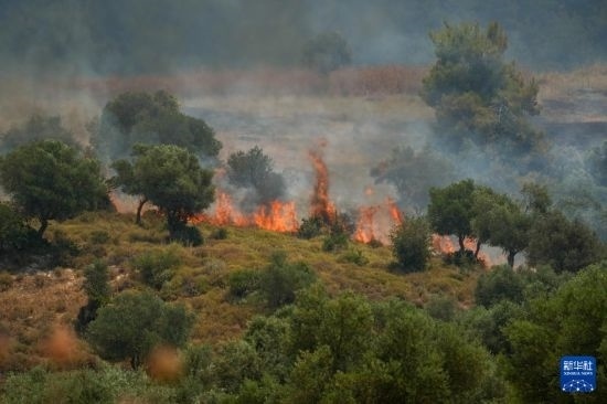 6月12日，以色列北部加利利地區(qū)遭受火箭彈襲擊后冒出滾滾濃煙。新華社發(fā)（阿亞爾·馬戈林?jǐn)z/基尼圖片社）