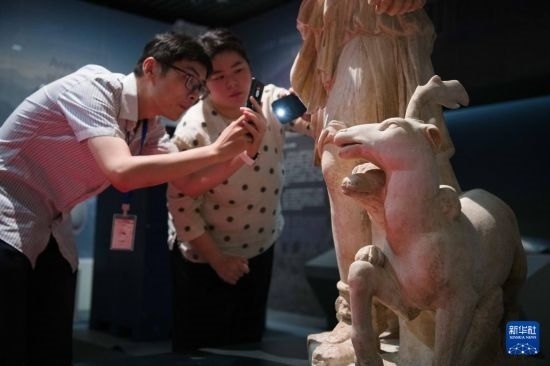 7月2日，安徽博物院工作人員在拍攝開箱后的古希臘文物。新華社記者 張端 攝