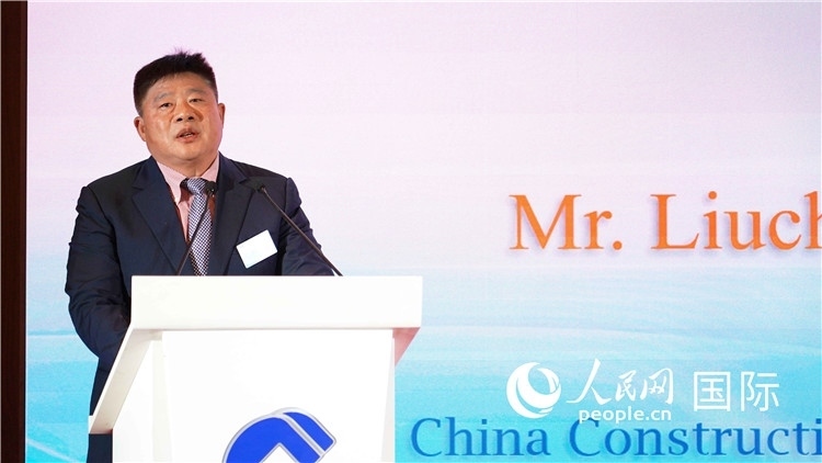 中國建設(shè)銀行國際部副總經(jīng)理岳留昌發(fā)言。 人民網(wǎng) 張茜 攝