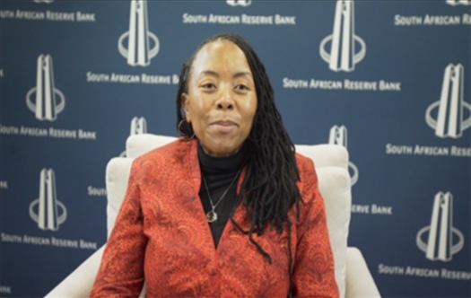 南非儲備銀行副行長、審慎監(jiān)管局首席執(zhí)行官芬迪?查齊巴納視頻發(fā)言。（中國建設(shè)銀行約翰內(nèi)斯堡分行供圖）