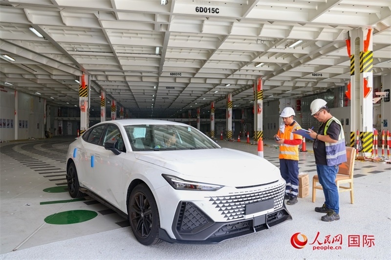 工人正在進行卸車作業(yè)。人民網記者 任皓宇攝