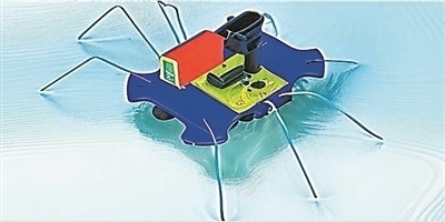 一種能夠在水面上滑行的自供電“蟲子”機器人。圖片來源:紐約州立大學賓漢姆頓分校