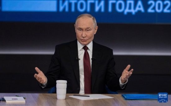 12月19日，在俄羅斯首都莫斯科，俄羅斯總統(tǒng)普京在“年度盤點”活動上講話。新華社記者 白雪騏 攝