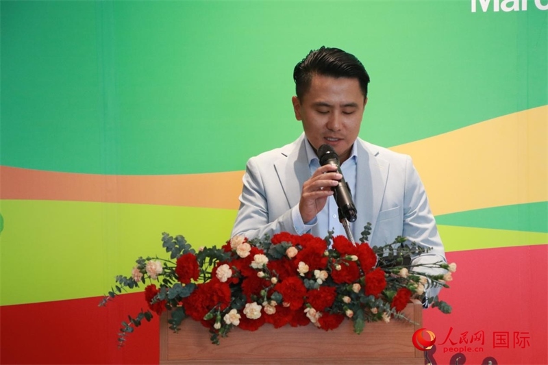 泰國華人青年商會(huì)會(huì)長刁刻佳發(fā)表講話。朱瀟逸攝