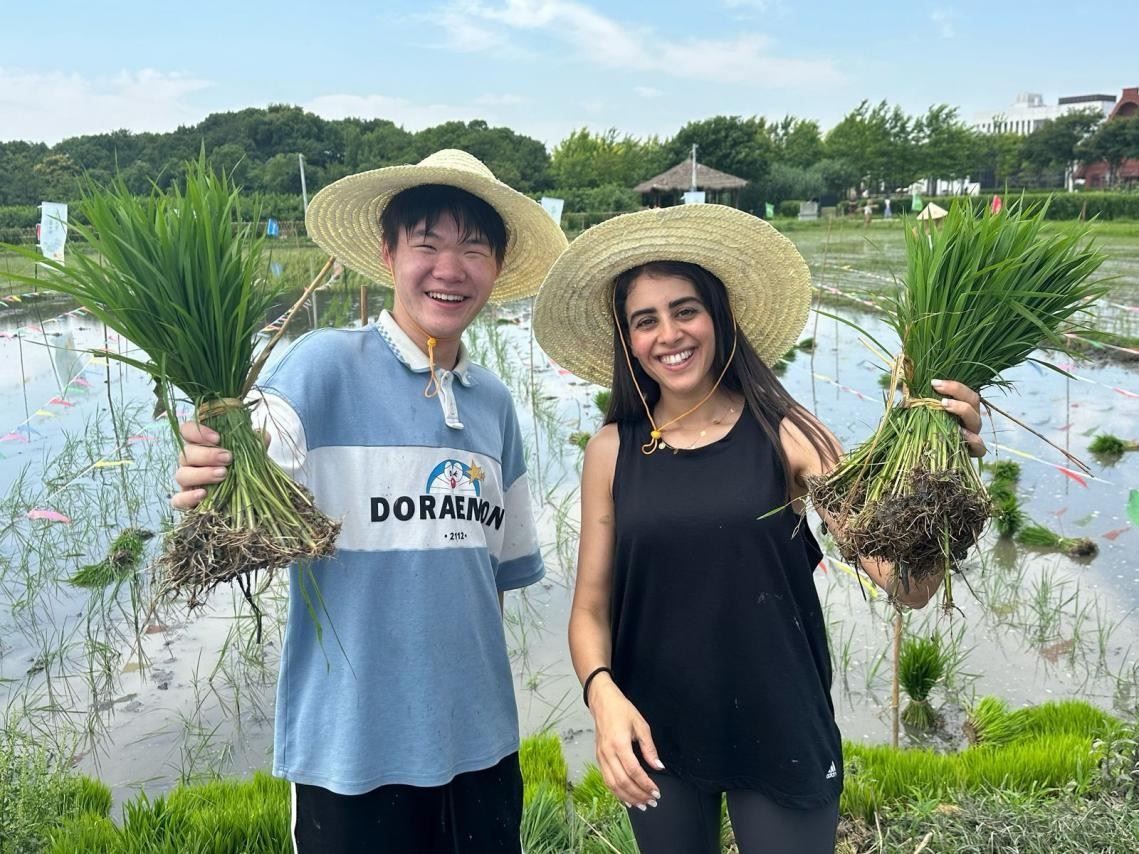 卡友琪在插秧。受訪者供圖