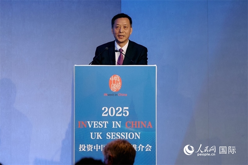 中國(guó)駐英國(guó)大使館經(jīng)濟(jì)商務(wù)公使余本林發(fā)表致辭。楊浩鵬攝